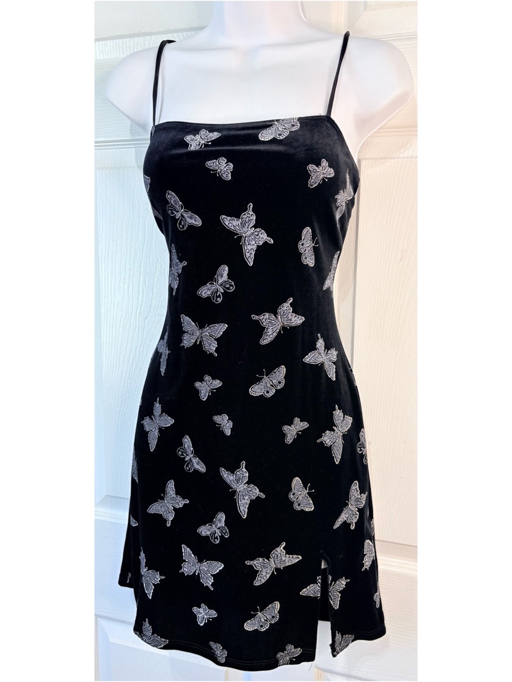 RARE Vintage Y2K‎ Charlotte Russe Velvet butterfly Square Neck Mini Dress Medium